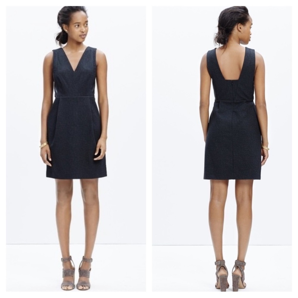 Madewell E1516 Dark Gray Leather Insert Ponte Sleeveless Dress size 4